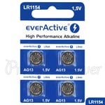 4 x everActive AG13 LR44 Alkaline batteries LR1154 A76 SR41 1.5V GREAT VALUE