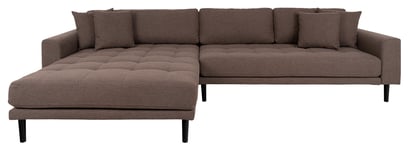 House Nordic Lounge sofa m. venstrevendt chaiselong, Brun puter og svarte trebein
