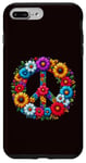 Coque pour iPhone 7 Plus/8 Plus Signe de la paix coloré fleurs hippie rétro années 60 70 pour femme