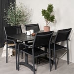 Venture Home Matgrupp Dolly med 4 Matstolar Denver Café bord 120*70-svart/svart+Santorini stol-svart GR18609