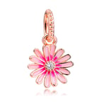 PANDOCCI 2020 Spring Rose Pink Daisy Flower Dangle Bead 925 Silver DIY Fits for Original Pandora Bracelets Charm Fashion Jewelry