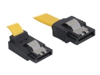 DeLOCK Cable SATA - SATA-kabel - Serial ATA 150/300/600 - SATA (hona) till SATA (hona) - 20 cm - spiral, vinklad kontakt, rak kontakt - gul