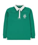 Rugby World Cup Boys Long Sleeve Collared Neck Jersey Top - Green Cotton - Size 11-12Y