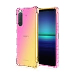 MISKQ case for Sony Xperia 5 II, Phone Cover Shockproof, Rreinforced Corner, Silicone soft anti-fall TPU mobile phone case(Pink/Gold)