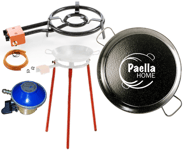 46cm Enamelled Paella Pan + 30cm 2 Ring Gas Burner + Butane Regulator + Legs Set