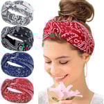 Set med 4 hårband för kvinnor Boho Floal Style Criss Cross Head W,ZQKLA