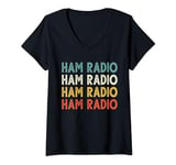Womens Vintage Ham Radio Operator Dad Grandpa V-Neck T-Shirt