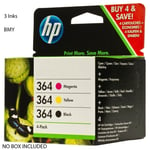 Set of 3 Original Genuine HP 364 Ink Cartridges for Photosmart 6520 7520 5520