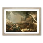 Big Box Art Course of The Empire Destruction by Thomas Cole Framed Wall Art Picture Print Ready to Hang, Oak A2 (62 x 45 cm)