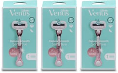 Gillette Venus 5 Deluxe Smooth Sensitive Rosegold Razor X 3