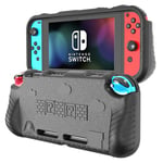 Coque pour Nintendo Switch OLED avec Poignée Ergonomique FONGWAN Coque Dockable Anti-rayures et Antichoc - Noir