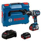 Bosch Professional System perceuse-visseuse à percussion GSB 18V-110 C (couple maxi : 110 Nm, avec module connectivité, 1 batterie 5,0 Ah, 1 batterie 3,0 Ah, dans L-BOXX 136) - Set exclusif Amazon