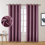 HOMEIDEAS 2 Panels Faux Silk Curtains Lavender Pink Blackout Curtains 52 X 96 Inch Drop Room Darkening Satin Curtains for Bedroom, Thermal Insulated Window Drapes Curtains for Living Room
