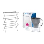 Amazon Basics Foldable Concertina Indoor Clothes Airer - Chrome & BRITA Marella Water Filter Jug Starter Pack - Graphite (2.4L) incl. 3x MAXTRA PRO All-in-1 cartridge