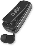 SBS Casque Bluetooth avec Clip et Fil Enroulable, Technologie multipoint pour connecter 2 appareils simultanément, Temps d'appel jusqu'à 7 Heures, Noir
