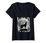 Womens All You Need Sunset and a wolf I Love My wolf Wild Retro V-Neck T-Shirt