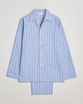 Derek Rose Brushed Cotton Flannel Striped Pyjama Set Blue
