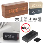 Led Digital Snooze Alarm Clock Table Wood Night Ligh D