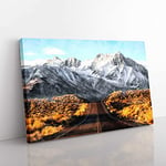 Big Box Art Road to The Mountains in California Painting Canvas Wall Art Print Ready to Hang Picture, 76 x 50 cm (30 x 20 Inch), White, Grey, Olive, Green, Black