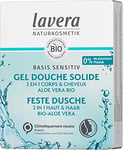 lavera Gel Douche Solide 2 en 1 basis sensitiv - sans aucun silicone - d’aloe vera bio et de kératine bio - trois fois plus rentable que du shampoing liquide - cosmétiques naturels - vegan - bio (1 x 50g)
