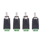 4 Pcs Speaker Wire Cable To Audio Male Rca Connector Adapter Jac Black