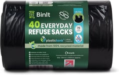 BIN IT 40 Tie Top, Everyday Refuse Sacks, Bin Bags, Bin Liners, 70 Litre, Recyc