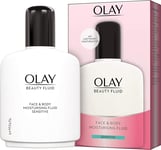 Olay Beauty Fluid Face and Body Sensitive Moisturiser, 200 Ml, Pack of 6
