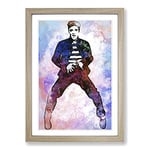 Big Box Art Elvis Presley The Jailhouse Rock in Abstract Framed Wall Art Picture Print Ready to Hang, Oak A2 (62 x 45 cm)