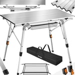 tectake Campingbord Tina i aluminium , hopfällbart, höj- och sänkbart - silver