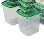 17PCS Food Container Green Fridge Bins Food Grade Plastic Leakage Proof TD