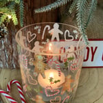 13cm Glass Gingerbread Man Christmas Candle Holder Jar Gisela Graham T Light