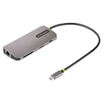 StarTech.com Adaptateur Multiport USB C HDMI 4K 60Hz, Hub/Station d'accueil USB-C avec 3 Ports USB 3,2 5Gbps, 100W PD, GbE, SD/Micro SD, USB C vers Vidéo, Câble 30cm (115B-USBC-MULTIPORT) Space Gray