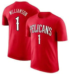 DHFDHD Basketball Jersey Sportswear Short-sleeved T-shirt NBA 鹈鹕 Team No. 1 Zion Williamson Basketball Appearance Training Cotton Men Summer Jerseys (Color : Red, Size : XXXL)
