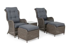 Selected Home Easton kafésett Grå med grå pute 2 stoler med paller & sidebord