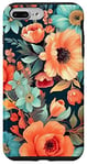 iPhone 7 Plus/8 Plus Orange, Coral, Navy Blue, Mint Green Floral Vintage Look Case