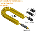Geek-Câble de données USB C,7 en 1,8K à 60Hz,20Gbps,140W,charge rapide,cordons épissables,compatible avec iPhone 15,ordinateur portable Macbook,ensemble de bricolage - Type CM CF spring wire