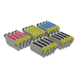 Lot de 20 cartouches d'encre pour Epson Stylus SX410, SX415, SX510, SX510w, SX515, SX515SW, SX600. Remplace: T0711, T0712, T0713, T0714.