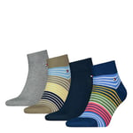 Tommy Hilfiger Men's Quarter Socks, Blue/Green, 39/42 (Pack of 4)