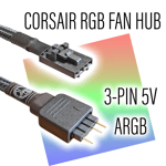 Corsair 4-Pin RGB Fan Hub to Standard ARGB 3-pin 5V Adapter