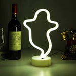 Bipily Halloween Ghost Neon Signs Festival Decorative Lights with Base, Neon Lights USB/Battery Powered Night Light for Room Table Decor Party Halloween-Yellow Ghost