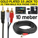 3.5mm Jack to 2 x RCA Cable AUX Twin Phono Headphone Mini Stereo Audio Lead Lot