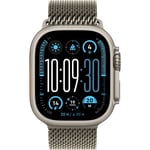 Apple Watch Ultra 2, Smartwatch (grey, 49 mm, Milanese strap titanium natural, titanium case, cellular)