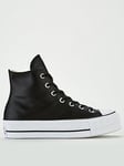 Converse Womens Leather Lift Hi Top Trainers - Black