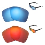 Walleva Fire Red + Ice Blue Polarized Replacement Lenses For Oakley Holbrook XL