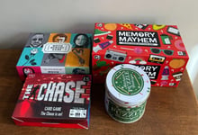 4 Assorted Table Games - The Chase, Memory Mayhem, Movie Memory Game