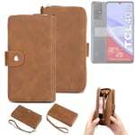 2in1 protection case for TCL 40 SE wallet brown cover pouch