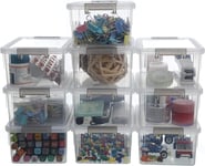 Citylife 10 Pack Storage Boxes with Lids Plastic Small Clear Stackable Box for S