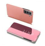 Clear View Case Flip Cover för Samsung Galaxy S22 + (S22 Plus) rosa