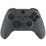 eXtremeRate Replacement Shell for Xbox Series X/S Controller - Unleash Your Style - Black Silver Carbon Fiber Custom Acessories Front Housing Cover for Xbox Core Controller [Control NOT Included]