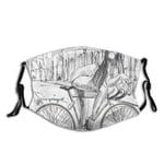 WINCAN Face Cover Bicycle Sexy Outrageous Young Lady Chewing Gum On Her Bike In The Street Sketchy Illustration Balaclava Reusable Anti-Dust Mouth Bandanas Running Neck Gaiter with 2 Filters